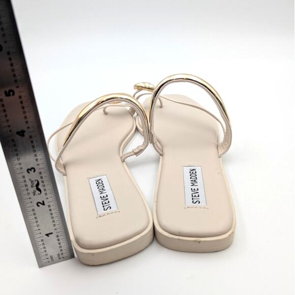 Steve Madden Arley Flip Flop Sandals Women's Beige/Gold Size US10M EU41 - Picture 4 of 10